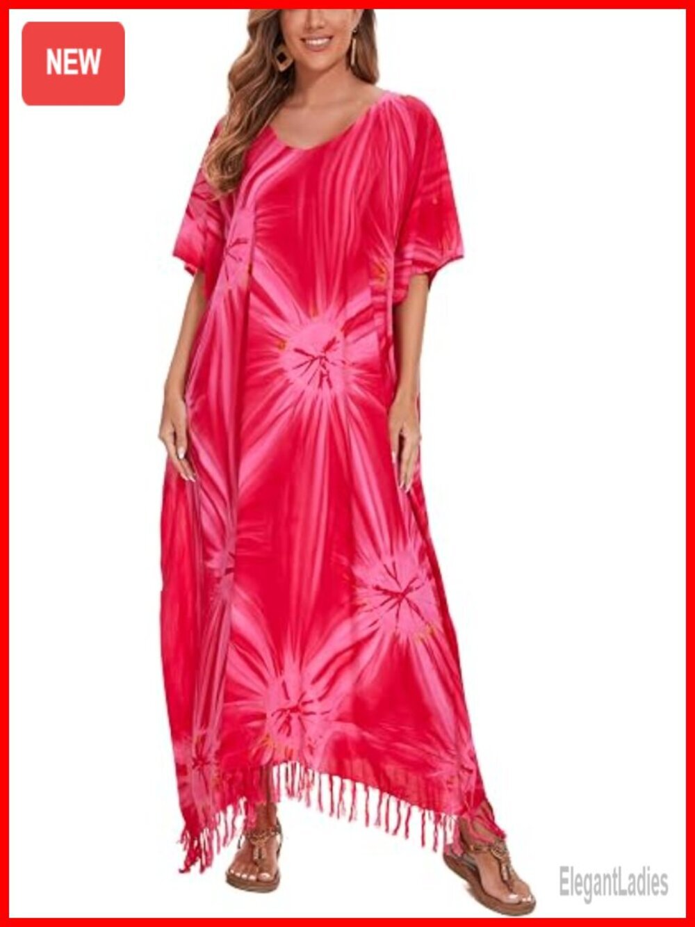 Plus Size Tie Dye Maxi Kaftan Loungewear Dress